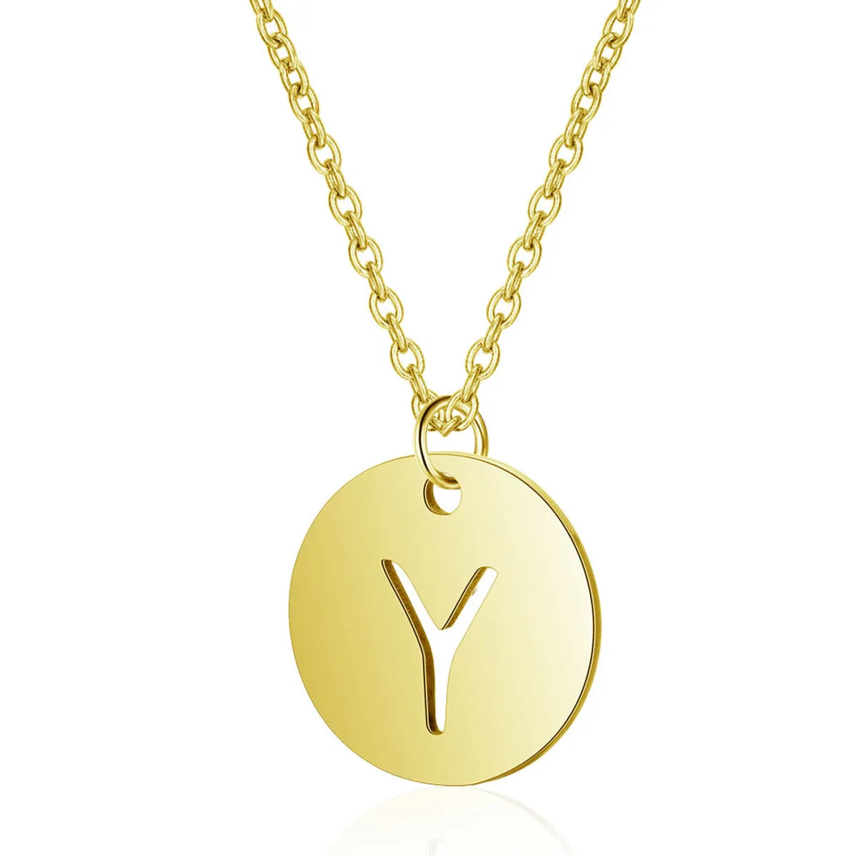 Simple Style Letter Stainless Steel Titanium Steel Plating Chain Gold Plated Pendant Necklace