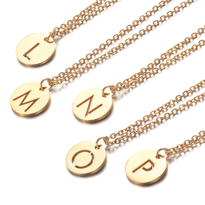 Simple Style Letter Stainless Steel Titanium Steel Plating Chain Gold Plated Pendant Necklace