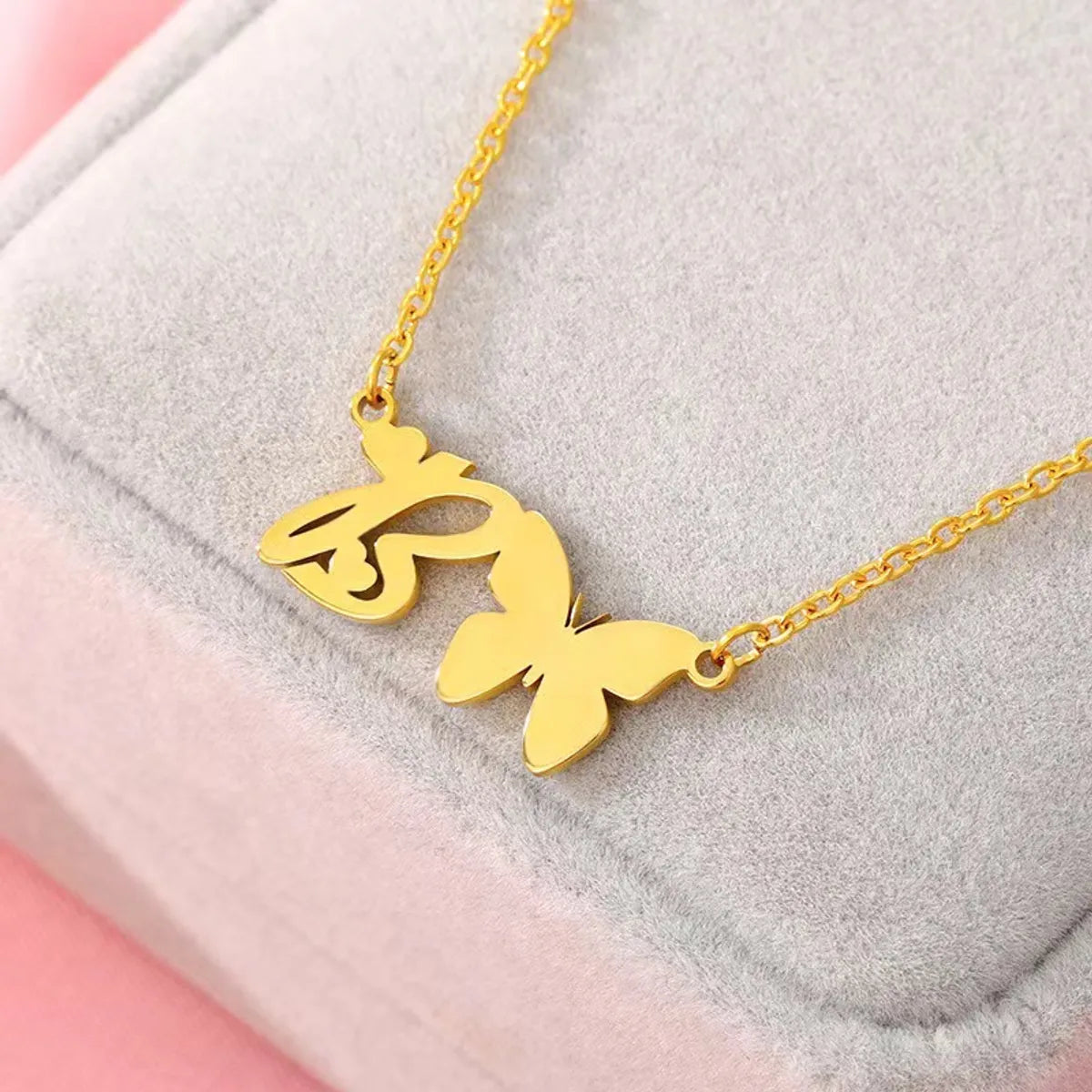 Simple Style Letter Stainless Steel Titanium Steel Plating Gold Plated Pendant Necklace