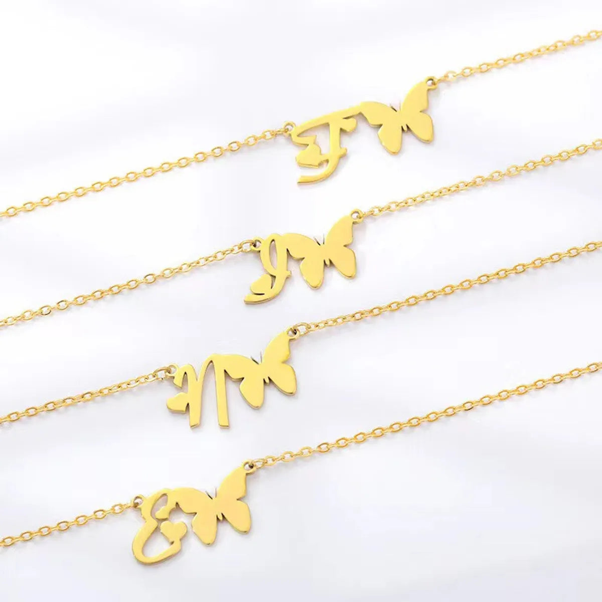 Simple Style Letter Stainless Steel Titanium Steel Plating Gold Plated Pendant Necklace