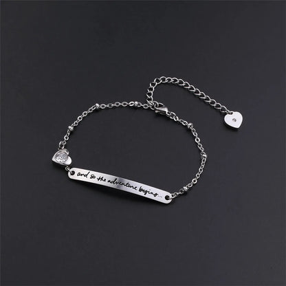 Simple Style Letter Stainless Steel Titanium Steel Polishing Plating Inlay Rose Gold Plated Bangle