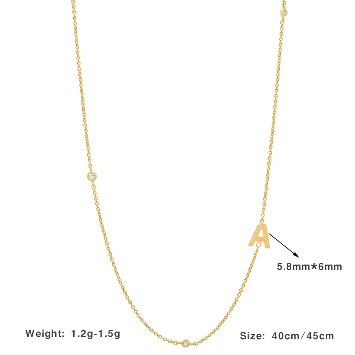 Simple Style Letter Sterling Silver 18k Gold Plated Necklace