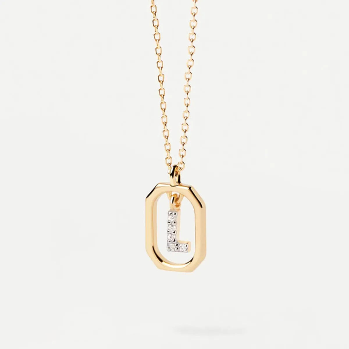 Simple Style Letter Sterling Silver Plating Inlay Zircon 18k Gold Plated Pendant Necklace