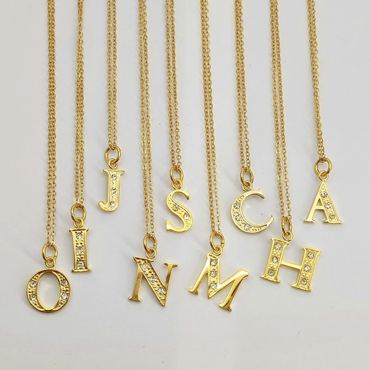 Simple Style Letter Titanium Steel Inlay Rhinestones Pendant Necklace