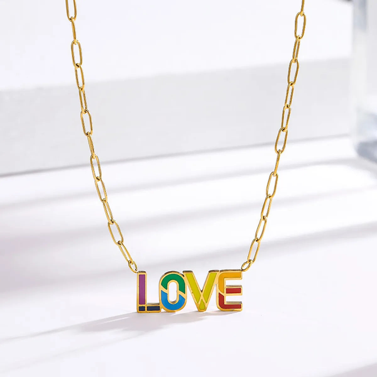 Simple Style Letter Titanium Steel Necklace In Bulk