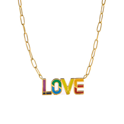 Simple Style Letter Titanium Steel Necklace In Bulk