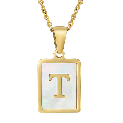 Titanium Steel 18K Gold Plated Simple Style Plating Letter Acrylic Necklace