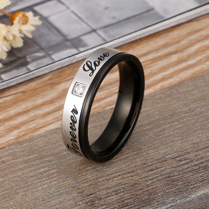 Simple Style Letter Titanium Steel Rings