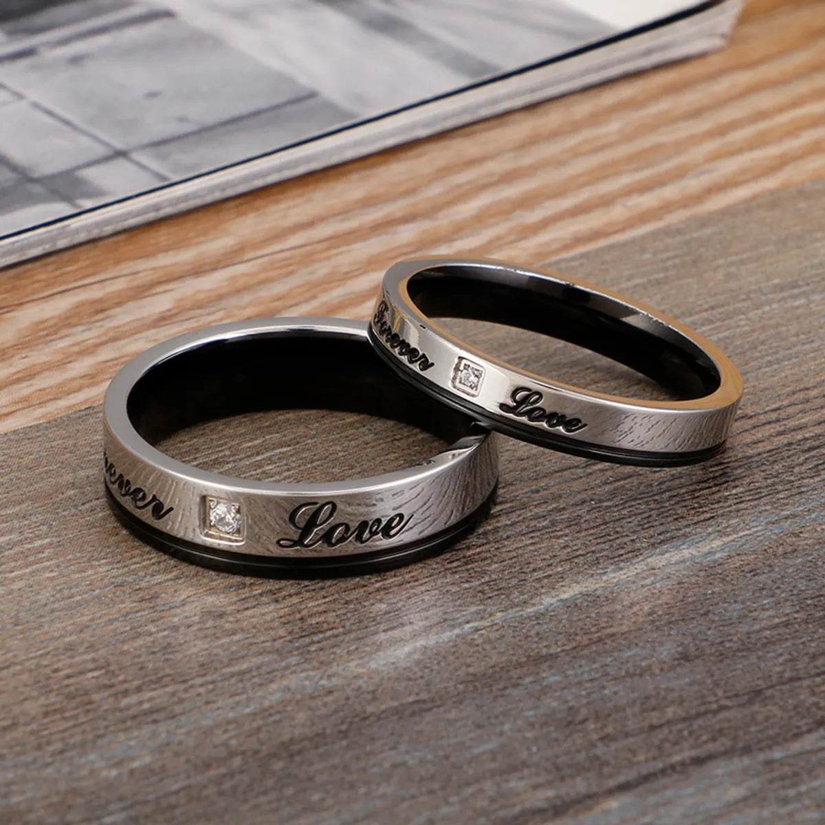 Simple Style Letter Titanium Steel Rings