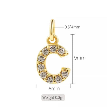 1 Piece Copper Zircon Letter Simple Style