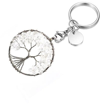 Simple Style Life Tree Natural Stone Copper Wire Unisex Bag Pendant Keychain