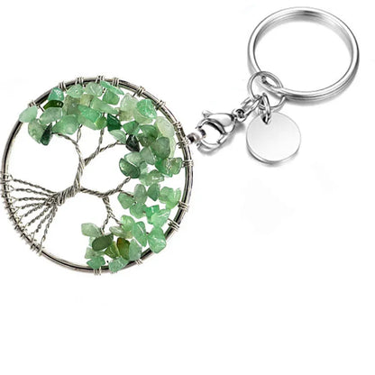 Simple Style Life Tree Natural Stone Copper Wire Unisex Bag Pendant Keychain