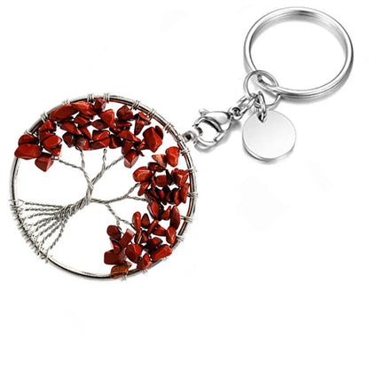 Simple Style Life Tree Natural Stone Copper Wire Unisex Bag Pendant Keychain