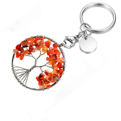 Simple Style Life Tree Natural Stone Copper Wire Unisex Bag Pendant Keychain