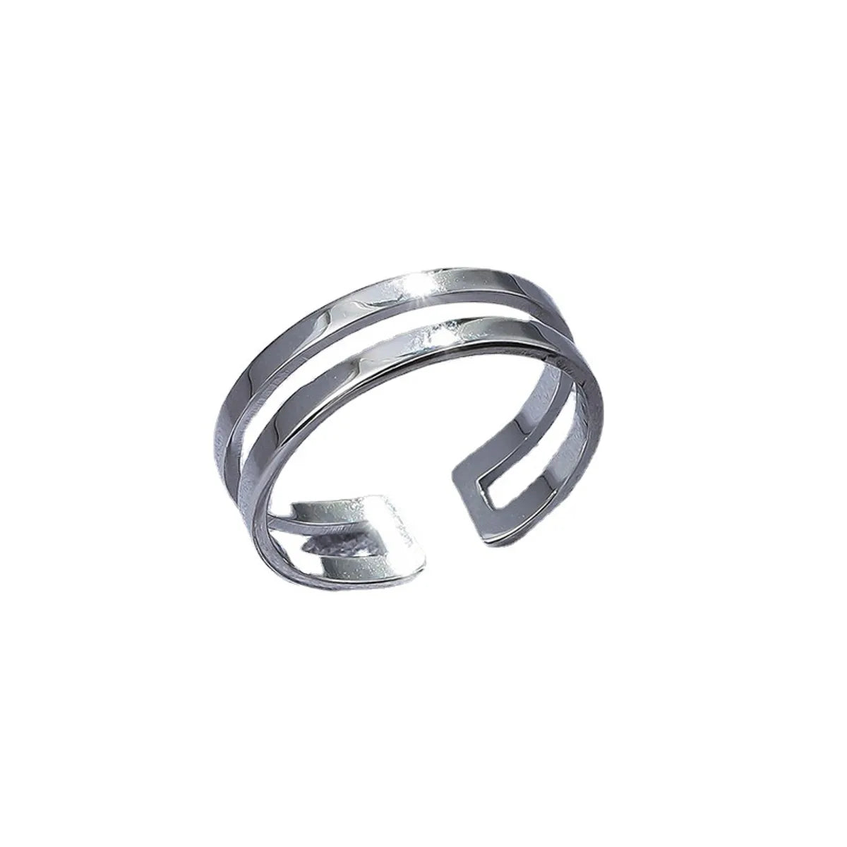 Simple Style Lines Stainless Steel Metal Men'S Open Rings