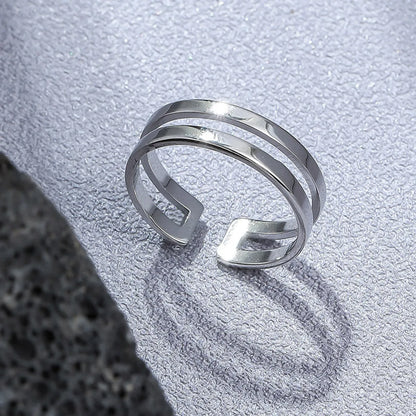 Simple Style Lines Stainless Steel Metal Men'S Open Rings