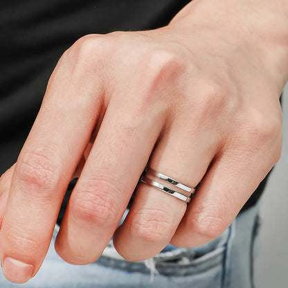 Simple Style Lines Stainless Steel Metal Men'S Open Rings