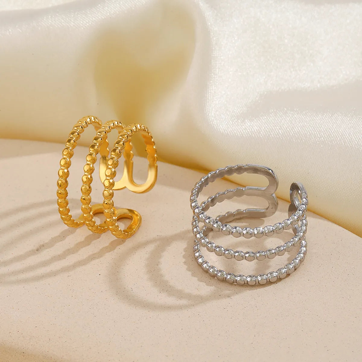 Simple Style Lines Stainless Steel Plating 18k Gold Plated Open Rings