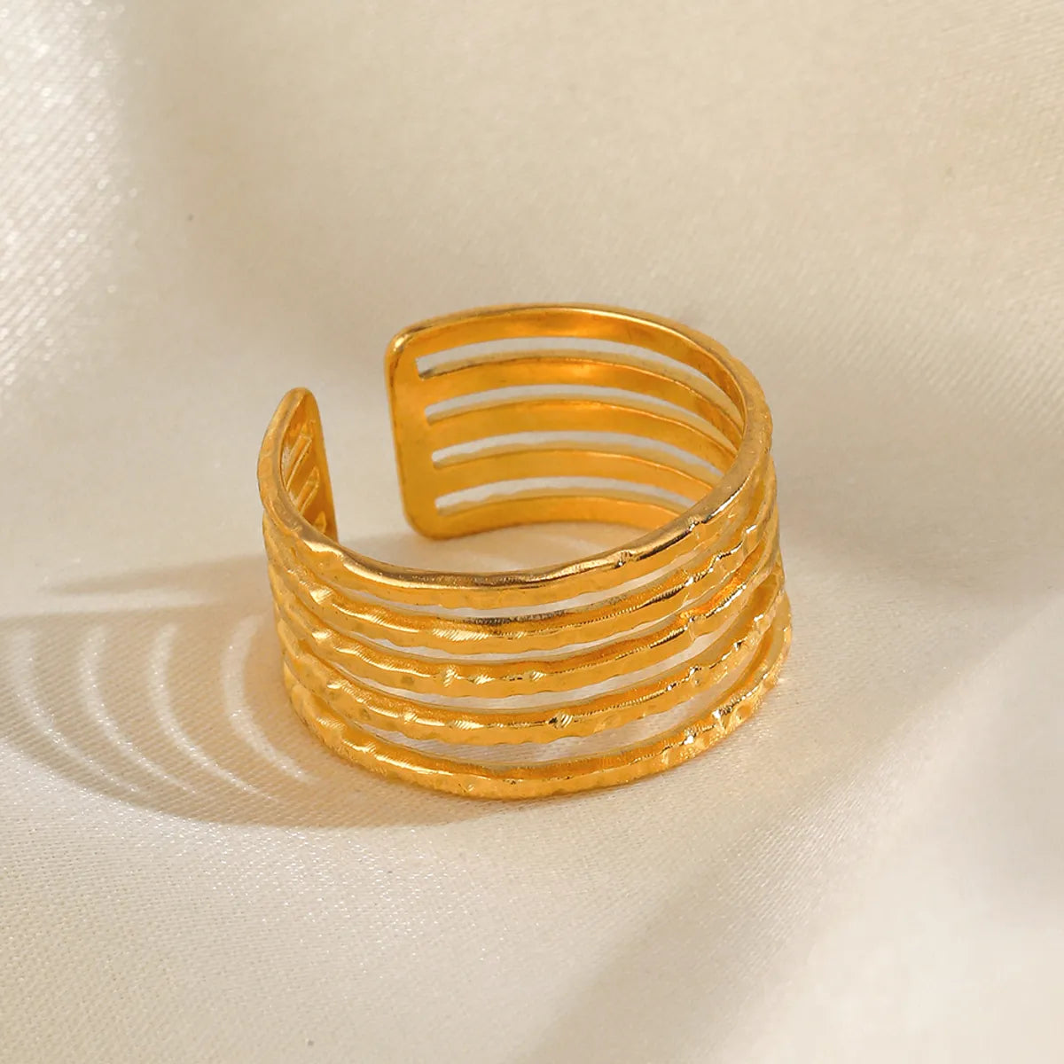 Simple Style Lines Stainless Steel Plating 18k Gold Plated Open Rings