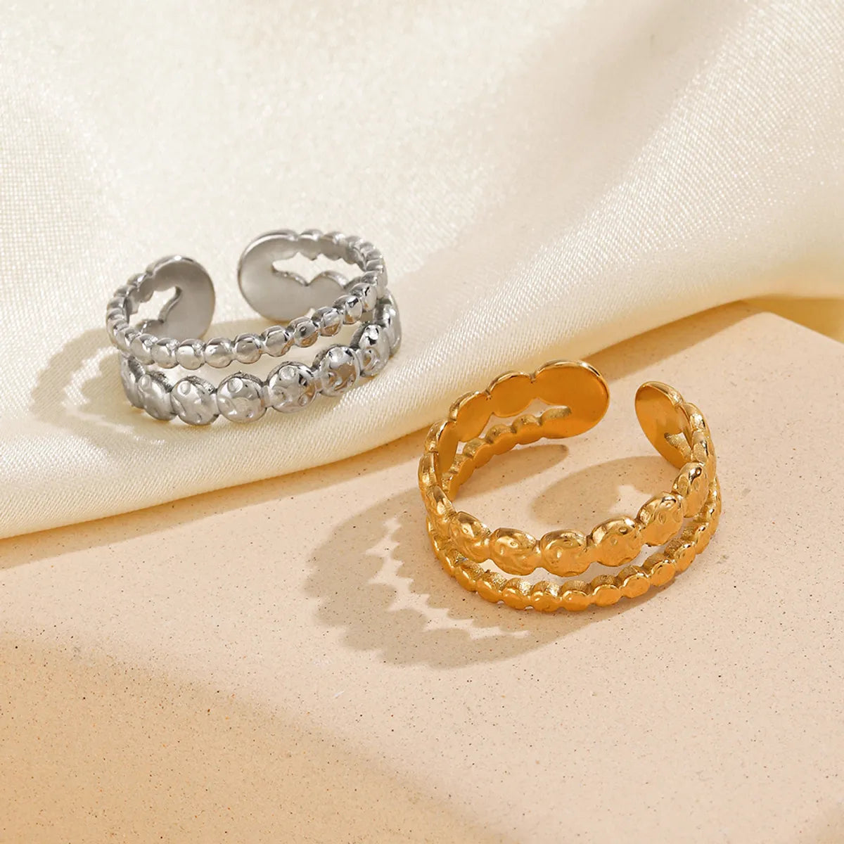 Simple Style Lines Stainless Steel Plating 18k Gold Plated Open Rings