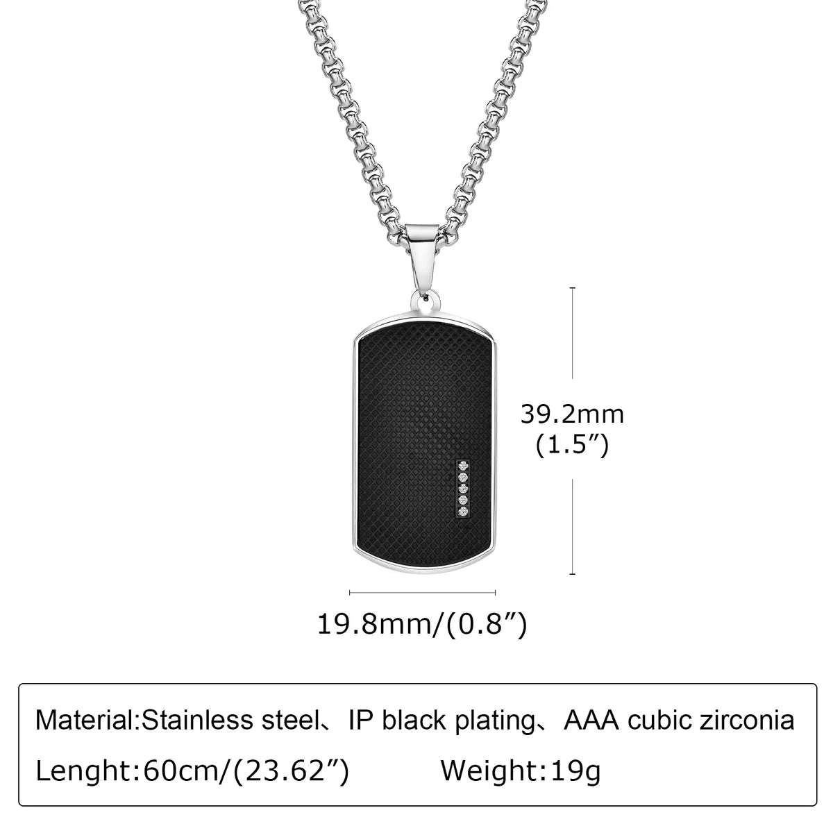 Simple Style Lingge Stainless Steel Inlay Zircon Pendant Necklace