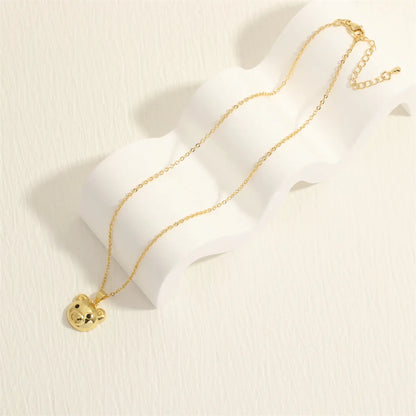 Simple Style Little Bear Copper 18k Gold Plated Pendant Necklace In Bulk