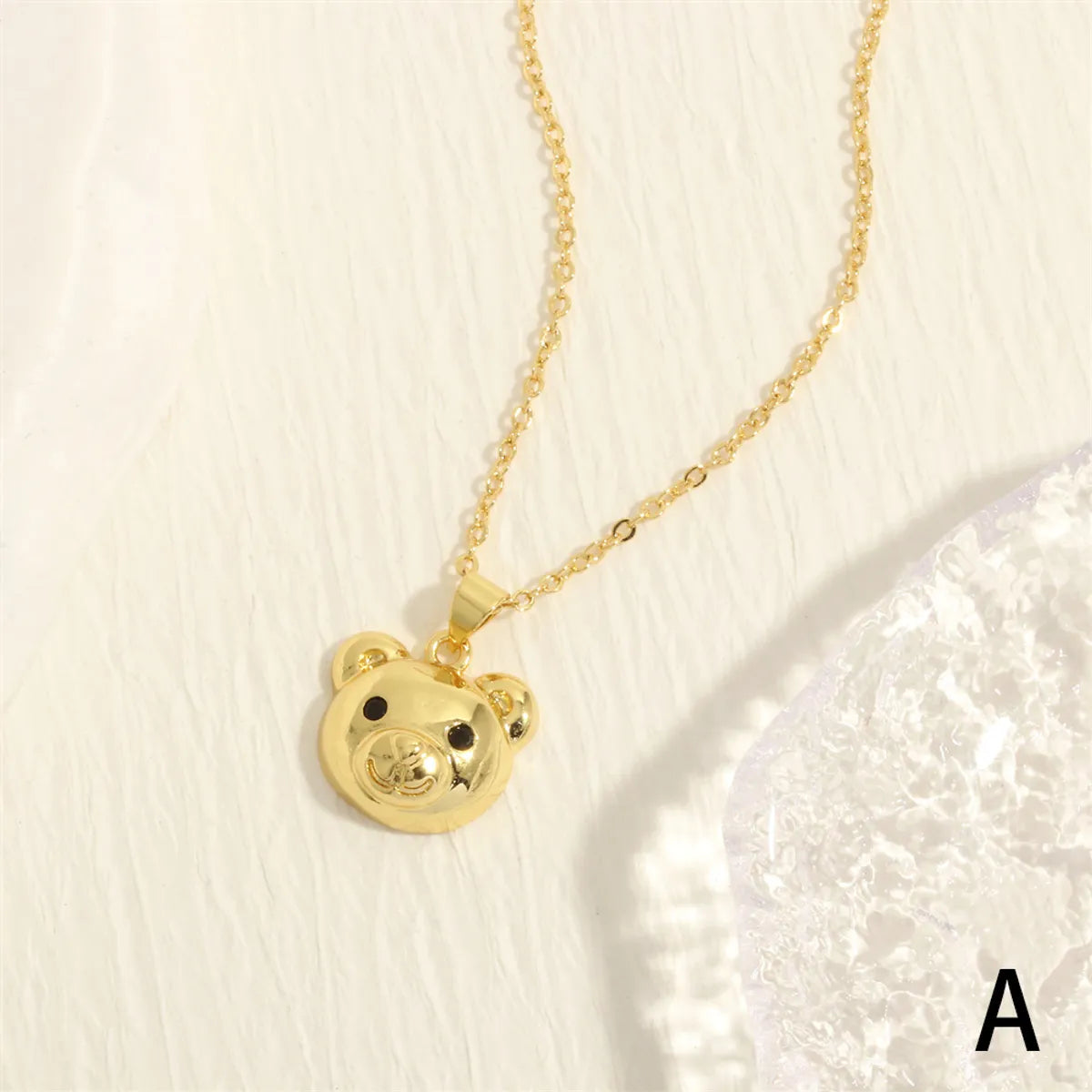 Simple Style Little Bear Copper 18k Gold Plated Pendant Necklace In Bulk