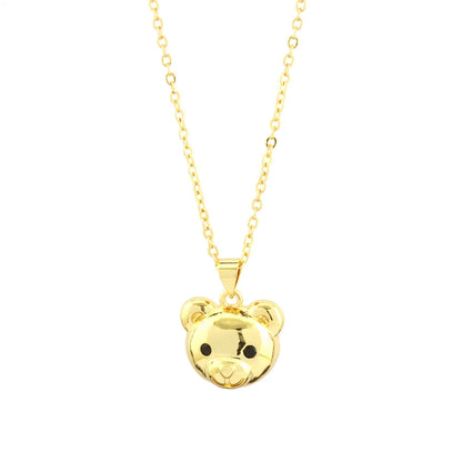 Simple Style Little Bear Copper 18k Gold Plated Pendant Necklace In Bulk