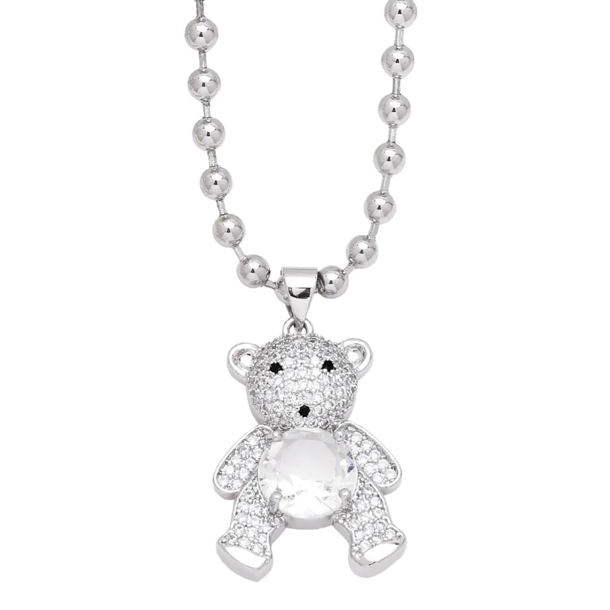 Simple Style Little Bear Copper 18k Gold Plated Zircon Pendant Necklace In Bulk