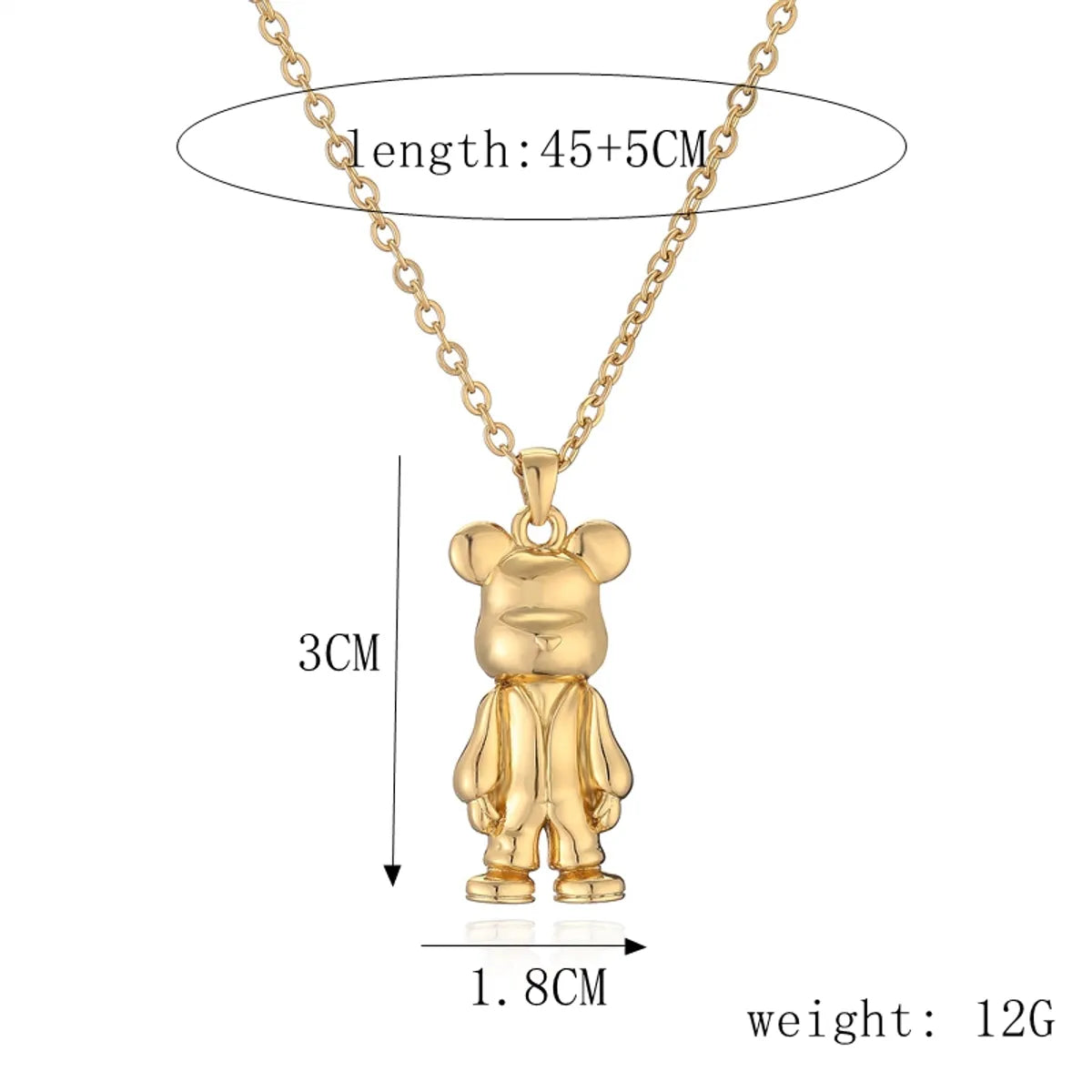 Simple Style Little Bear Stainless Steel Copper Plating Inlay Zircon Pendant Necklace