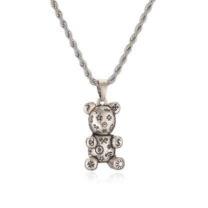 Simple Style Little Bear Stainless Steel Copper Plating Inlay Zircon Pendant Necklace