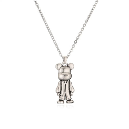 Simple Style Little Bear Stainless Steel Copper Plating Inlay Zircon Pendant Necklace