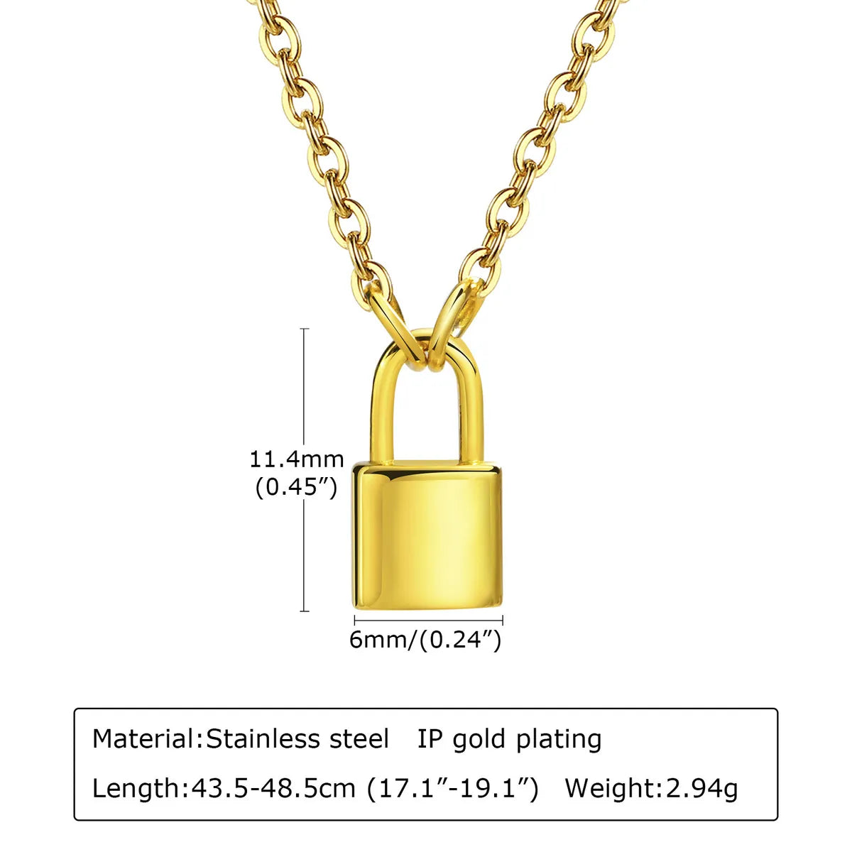 Simple Style Lock Stainless Steel Necklace Plating Stainless Steel Necklaces