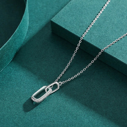 Simple Style Lock Sterling Silver Plating Inlay Zircon Rhodium Plated Necklace