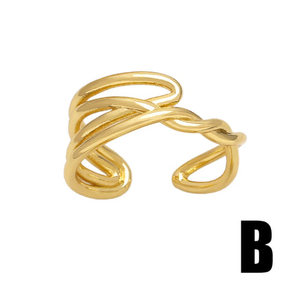 Simple Style Love Copper Plating 18k Gold Plated Open Rings