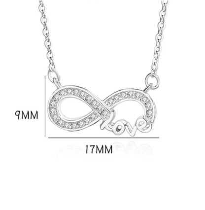 Simple Style Love Infinity Sterling Silver Polishing Plating Inlay Zircon Necklace