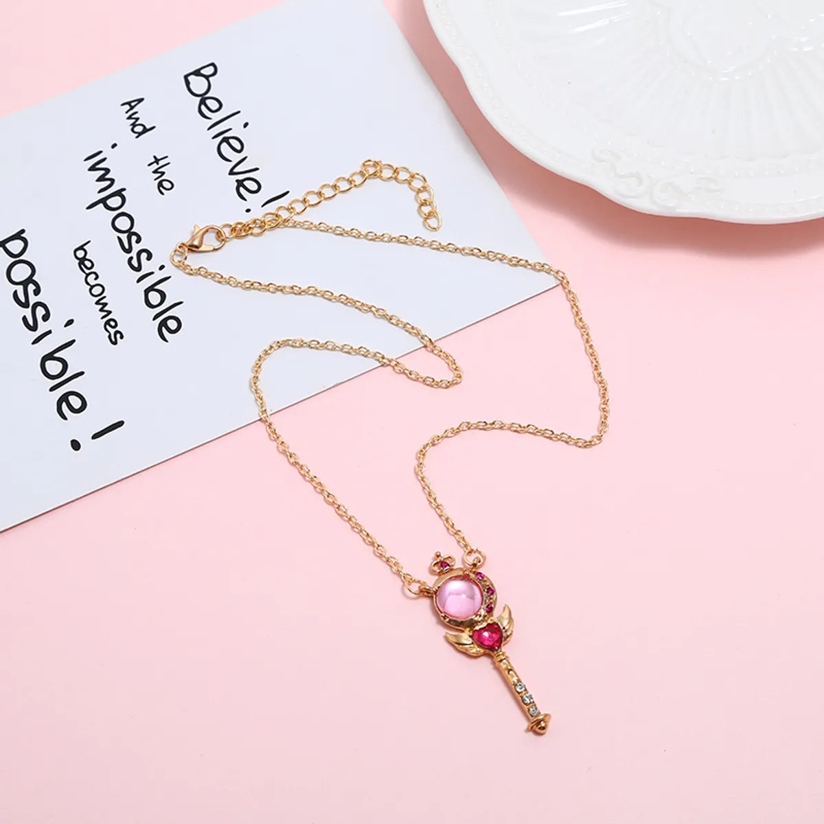 Simple Style Magic Wand Alloy Inlay Rhinestones Women'S Pendant Necklace