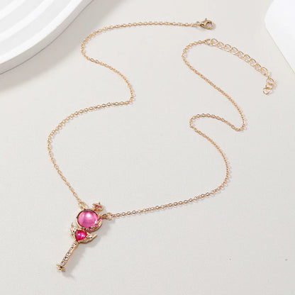 Simple Style Magic Wand Alloy Inlay Rhinestones Women'S Pendant Necklace