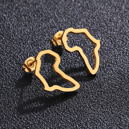 Simple Style Map Plating Stainless Steel No Inlaid Ear Studs