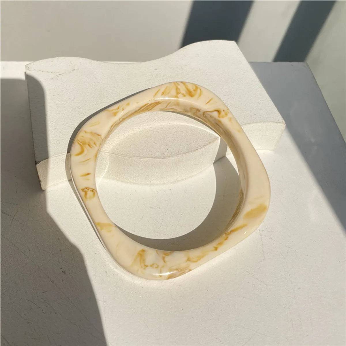 Simple Style Marble Arylic Resin Wholesale Bangle