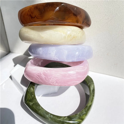 Simple Style Marble Arylic Resin Wholesale Bangle