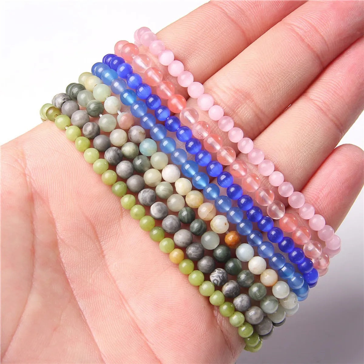 Simple Style Marble Natural Stone Beaded Bracelets