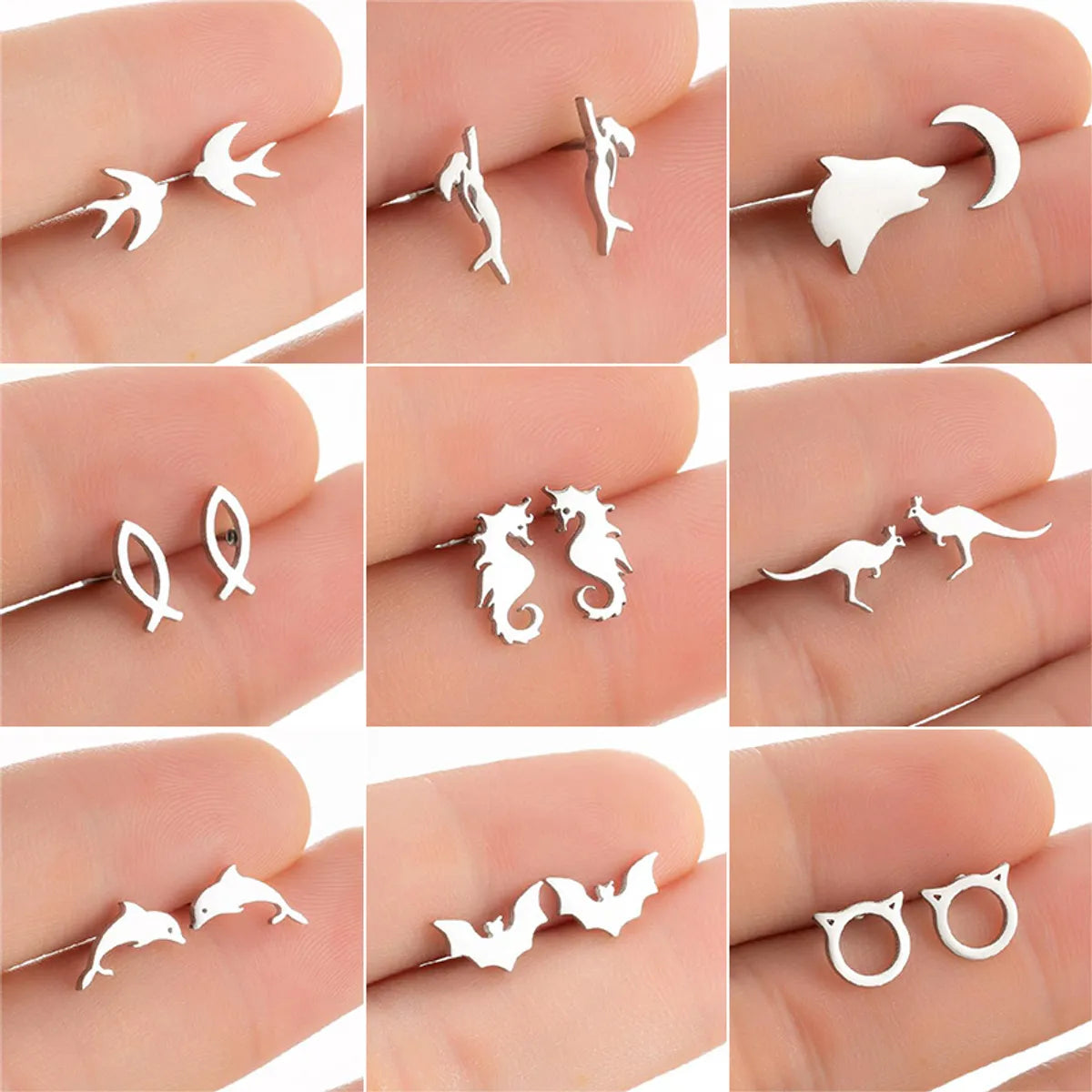 Simple Style Mermaid Stainless Steel Plating Earrings 1 Pair