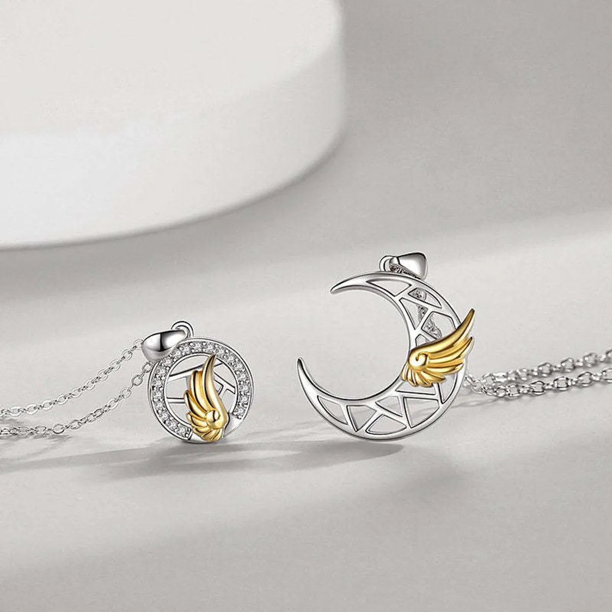 Simple Style Moon Alloy Plating Couple Pendant Necklace