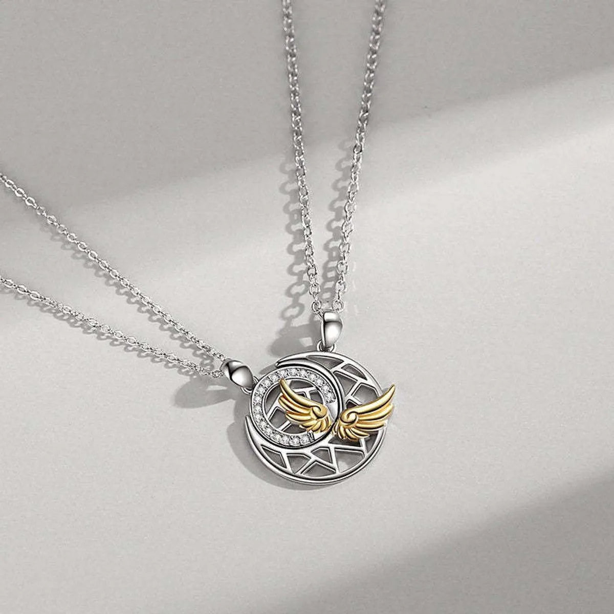 Simple Style Moon Alloy Plating Couple Pendant Necklace