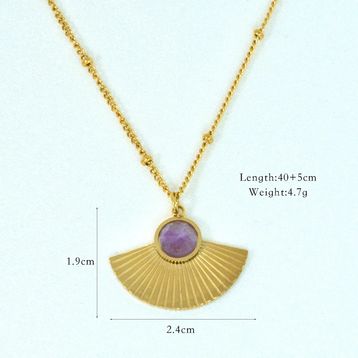 Simple Style Moon Natural Stone Titanium Steel 14K Gold Plated Necklace In Bulk