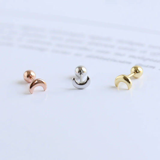 Simple Style Moon Silver Plating Ear Studs 1 Pair