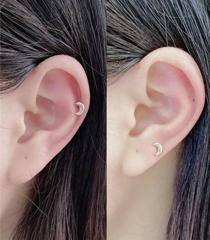 Simple Style Moon Silver Plating Ear Studs 1 Pair