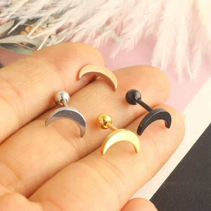 Simple Style Moon Stainless Steel Metal Ear Studs 1 Piece