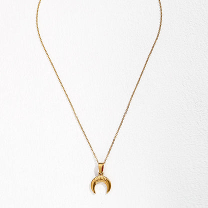 Simple Style Moon Stainless Steel Pendant Necklace